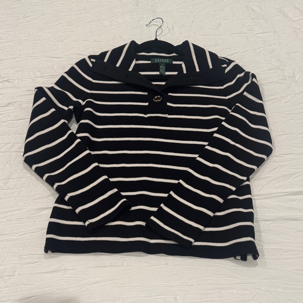 Lauren Ralph Lauren Black and White Striped Sweater